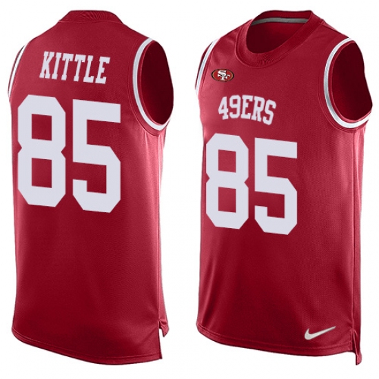 Men's Nike San Francisco 49ers 85 George Kittle Limited Red Player Name & Number Tank Top NFL Jersey