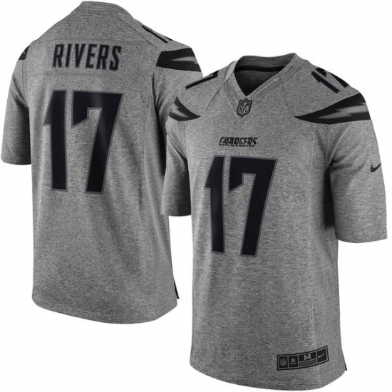 Men's Nike Los Angeles Chargers 17 Philip Rivers Limited Gray Gridiron NFL Jersey