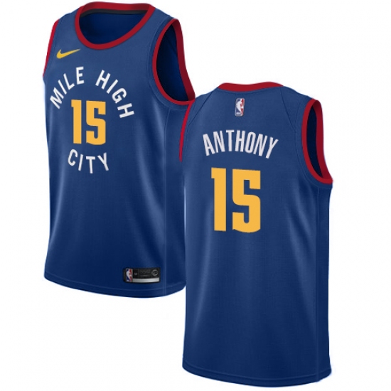 Women's Nike Denver Nuggets 15 Carmelo Anthony Swingman Light Blue Alternate NBA Jersey Statement Edition