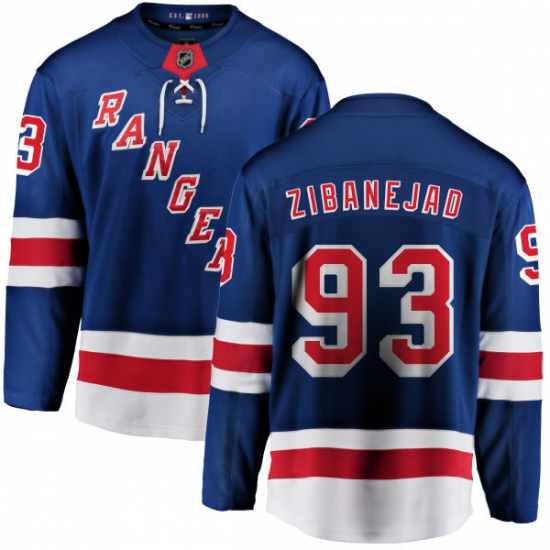 Men's New York Rangers 93 Mika Zibanejad Fanatics Branded Royal Blue Home Breakaway NHL Jersey