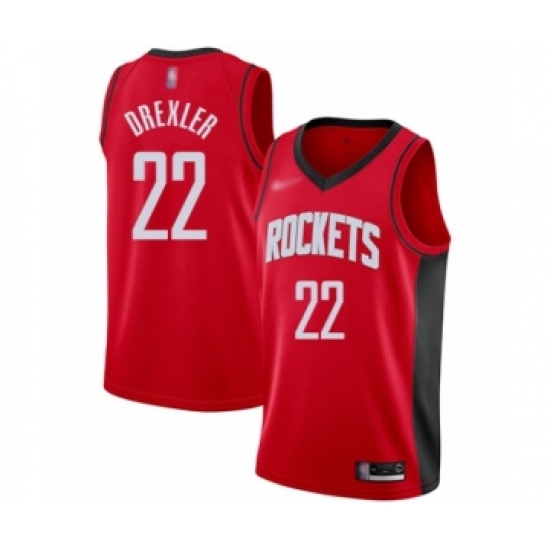 Youth Houston Rockets 22 Clyde Drexler Swingman Red Finished Basketball Jersey - Icon Edition