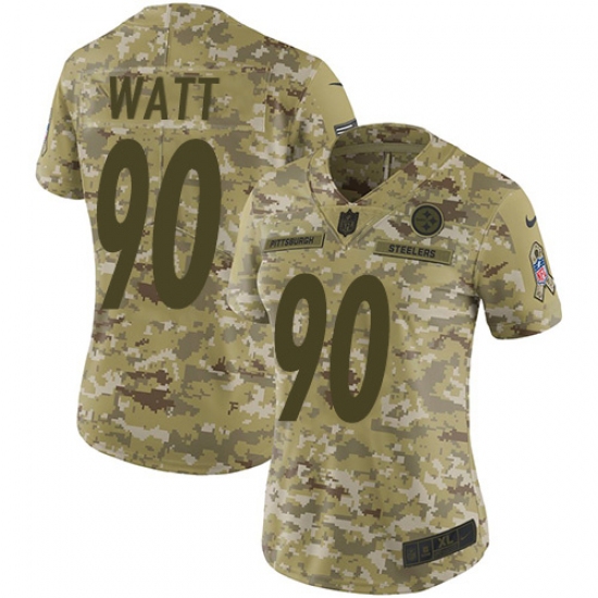 Women's Nike Pittsburgh Steelers 90 T. J. Watt Limited Camo 2018 Salute to Service NFL Jersey