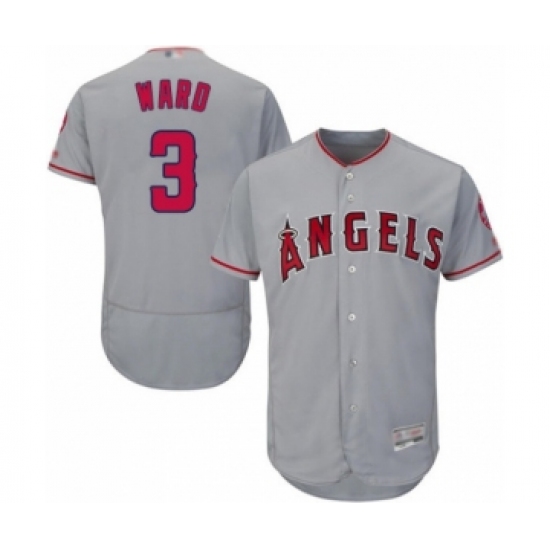 Men's Los Angeles Angels of Anaheim 3 Taylor Ward Grey Road Flex Base Authentic Collection Baseball Player Jersey