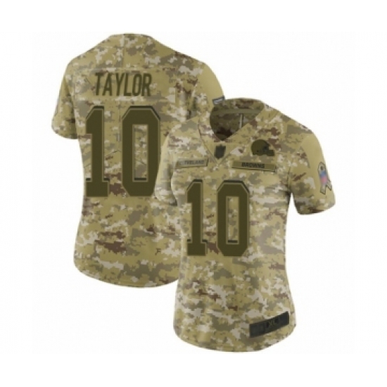 Women's Cleveland Browns 10 Taywan Taylor Limited Camo 2018 Salute to Service Football Jersey