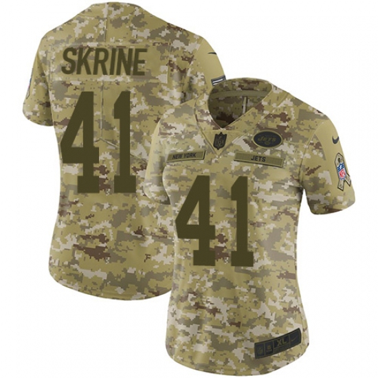 Women's Nike New York Jets 41 Buster Skrine Limited Camo 2018 Salute to Service NFL Jersey
