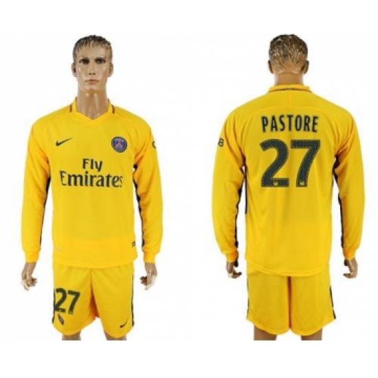 Paris Saint-Germain 27 Pastore Away Long Sleeves Soccer Club Jersey