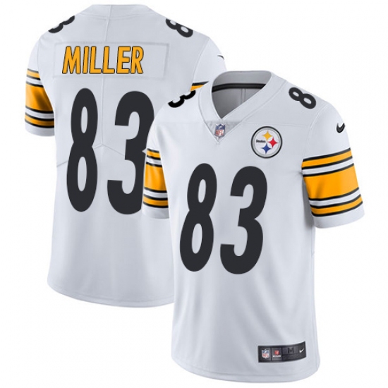 Men's Nike Pittsburgh Steelers 83 Heath Miller White Vapor Untouchable Limited Player NFL Jersey