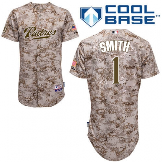 Men's Majestic San Diego Padres 1 Ozzie Smith Authentic Camo Alternate 2 Cool Base MLB Jersey