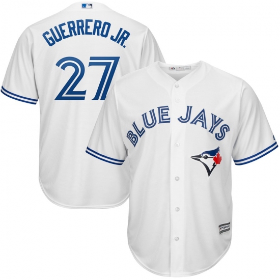 Toronto Blue Jays 27 Vladimir Guerrero Jr.Majestic Home Official Cool Base Player Jersey - White