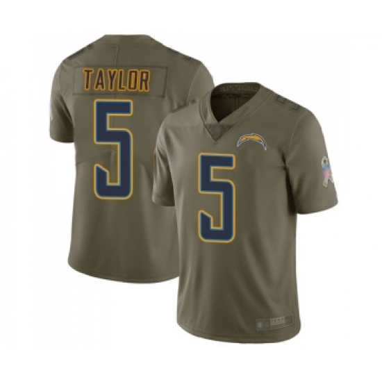 Men's Los Angeles Chargers 5 Tyrod Taylor Limited Olive 2017 Salute to Service Football Jersey