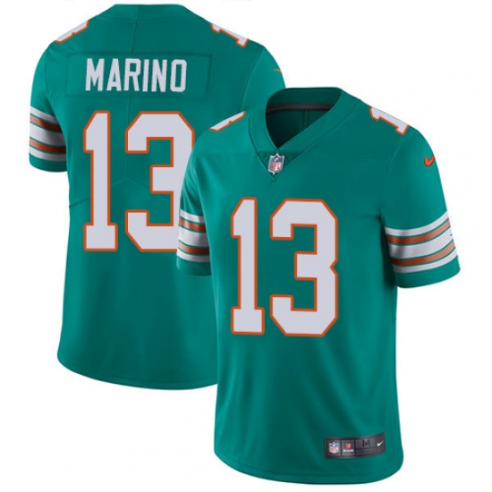 Men's Nike Miami Dolphins 13 Dan Marino Aqua Green Alternate Vapor Untouchable Limited Player NFL Jersey