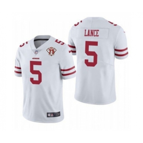 Men's San Francisco 49ers 5 Trey Lance White 2021 75th Anniversary Vapor Untouchable Limited Jersey