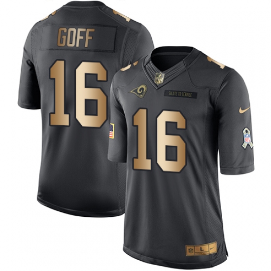 Youth Nike Los Angeles Rams 16 Jared Goff Limited Black/Gold Salute to Service NFL Jersey