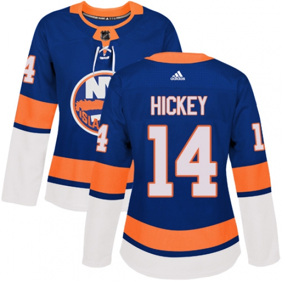 Women's Adidas New York Islanders 14 Thomas Hickey Premier Royal Blue Home NHL Jersey
