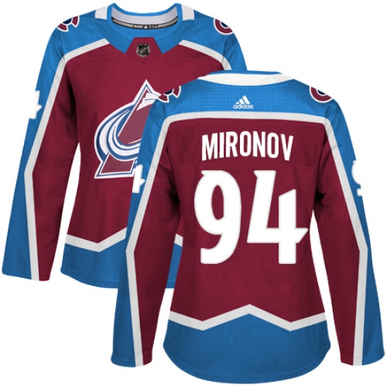 Women's Adidas Colorado Avalanche 94 Andrei Mironov Premier Burgundy Red Home NHL Jersey