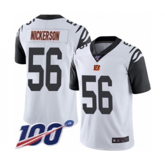 Men's Cincinnati Bengals 56 Hardy Nickerson Limited White Rush Vapor Untouchable 100th Season Football Jersey