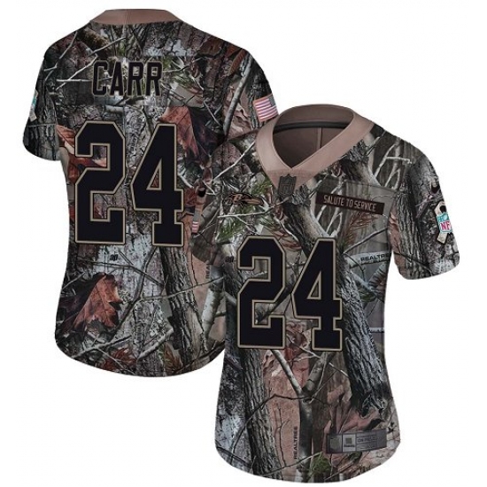 Women's Nike Baltimore Ravens 24 Brandon Carr Limited Camo Salute to Service NFL Jersey