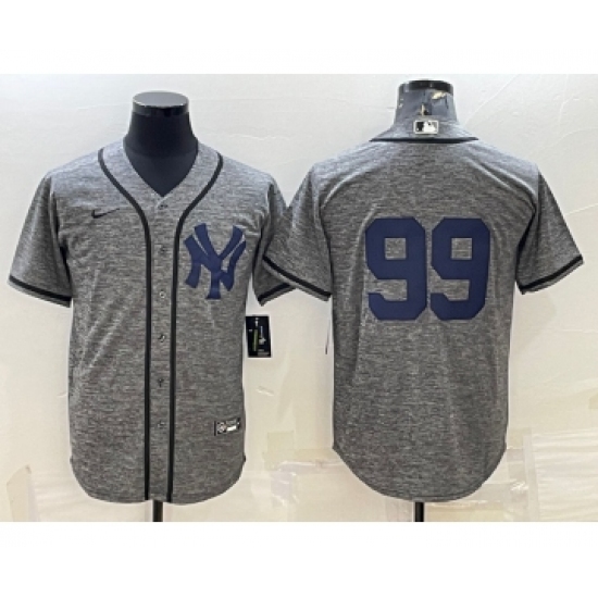 Men's New York Yankees 99 Aaron Judgey No Name Grey Gridiron Cool Base Stitched Jerseys