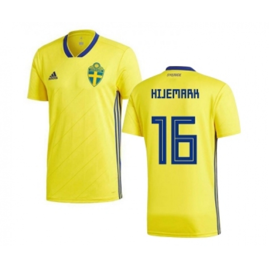 Sweden 16 Hijemark Home Kid Soccer Country Jersey