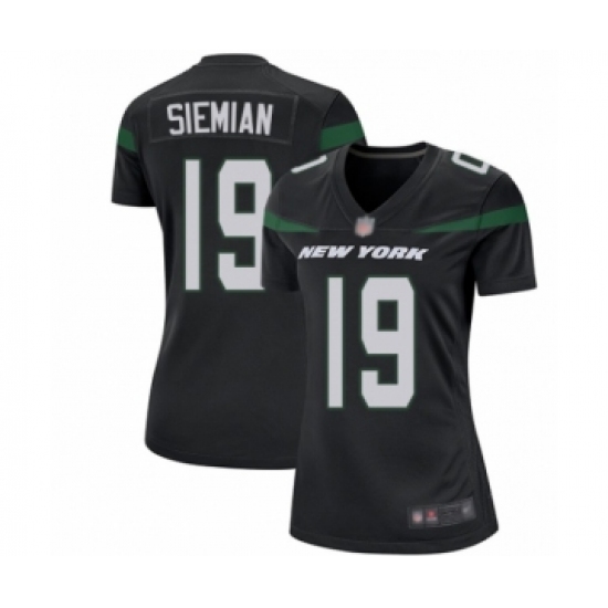 Women's New York Jets 19 Trevor Siemian Game Black Alternate Football Jersey