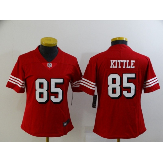 Women's San Francisco 49ers 85 George Kittle Limited Red Rush Vapor Untouchable Football Jerseys