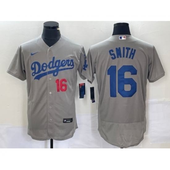 Men's Nike Los Angeles Dodgers 16 Will Smith Number Grey Stitched Flex Base Jersey