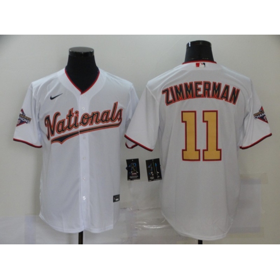 Men's Nike Washington Nationals 11 Ryan Zimmerman White Gold Home Stitched Baseball Jersey