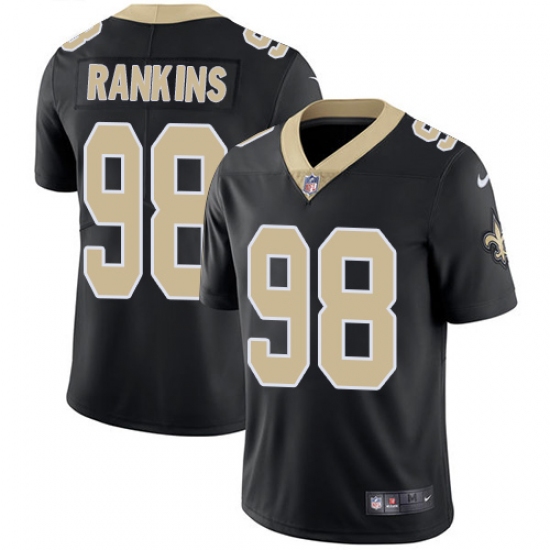 Men's Nike New Orleans Saints 98 Sheldon Rankins Black Team Color Vapor Untouchable Limited Player NFL Jersey