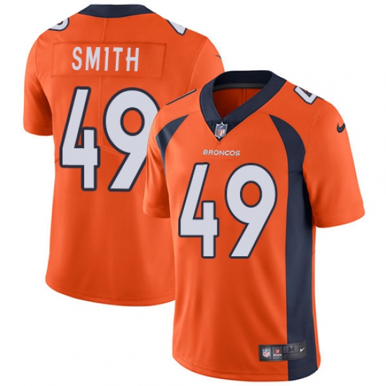 Youth Nike Denver Broncos 49 Dennis Smith Orange Team Color Vapor Untouchable Limited Player NFL Jersey