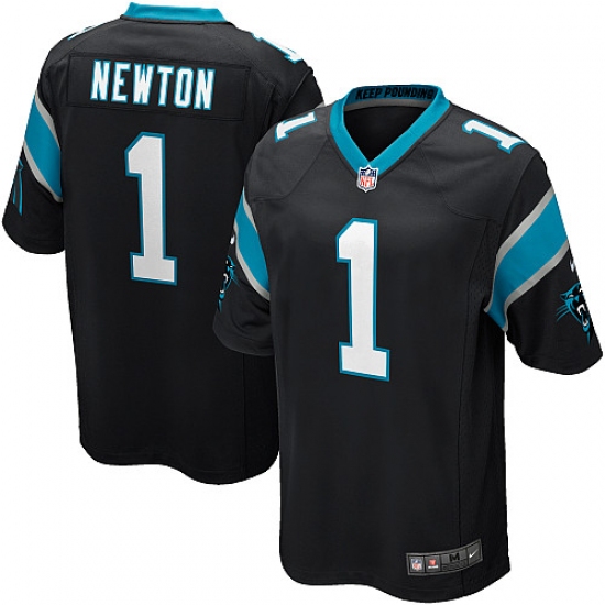 Men's Nike Carolina Panthers 1 Cam Newton Game Black Team Color NFL Jersey