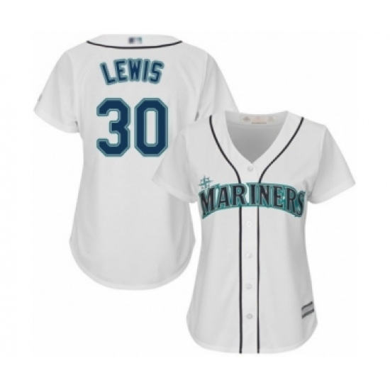 Women's Seattle Mariners 30 Kyle Lewis Authentic White Home Cool Base Baseball Player Jersey