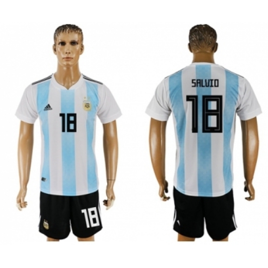 Argentina 18 Salvio Home Soccer Country Jersey