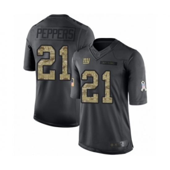 Youth New York Giants 21 Jabrill Peppers Limited Black 2016 Salute to Service Football Jersey