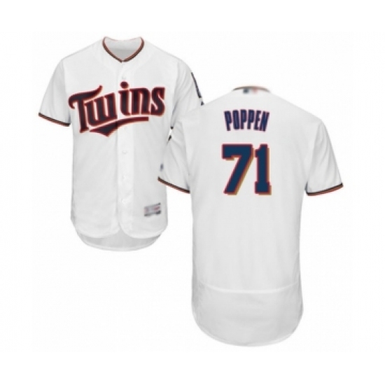 Men's Minnesota Twins 71 Sean Poppen White Home Flex Base Authentic Collection Baseball Player Jersey