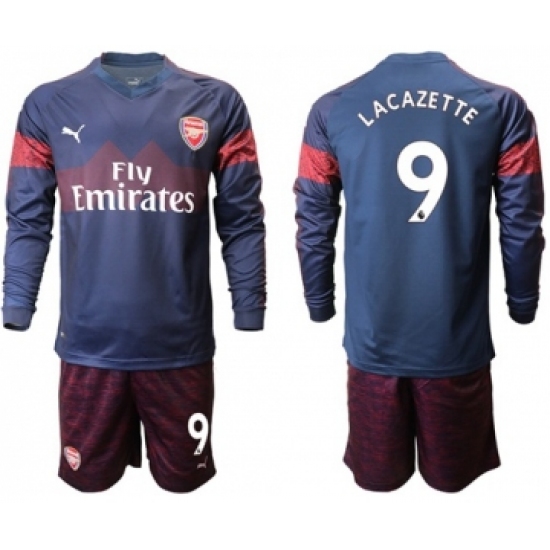 Arsenal 9 Lacazette Away Long Sleeves Soccer Club Jersey