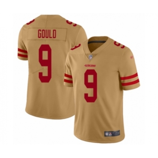 Women's San Francisco 49ers 9 Robbie Gould Limited Gold Inverted Legend Football Jersey