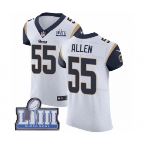 Men's Nike Los Angeles Rams 55 Brian Allen White Vapor Untouchable Elite Player Super Bowl LIII Bound NFL Jersey