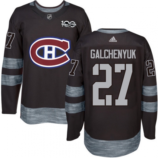 Men's Adidas Montreal Canadiens 27 Alex Galchenyuk Premier Black 1917-2017 100th Anniversary NHL Jersey