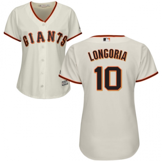 Women's Majestic San Francisco Giants 10 Evan Longoria Authentic Cream Home Cool Base MLB Jersey