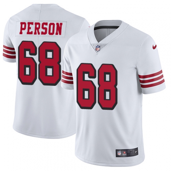 Men's Nike San Francisco 49ers 68 Mike Person Limited White Rush Vapor Untouchable NFL Jersey