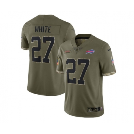 Men's Buffalo Bills 27 Tre'Davious White 2022 Olive Salute To Service Limited Stitched Jersey
