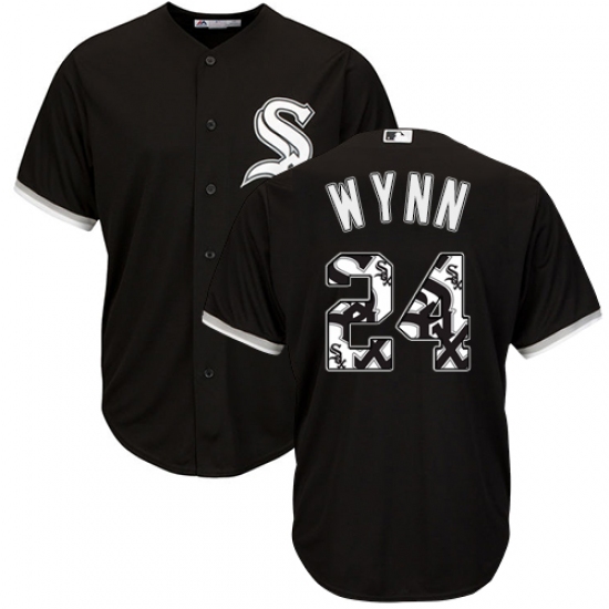 Men's Majestic Chicago White Sox 24 Early Wynn Authentic Black Team Logo Fashion Cool Base MLB Jersey