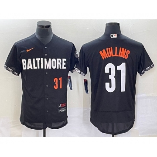 Men's Baltimore Orioles 31 Cedric Mullins Number Black 2023 City Connect Flex Base Stitched Jersey