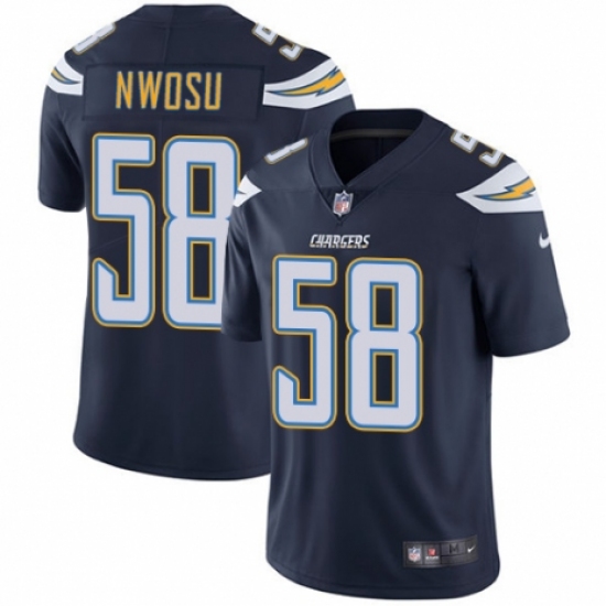 Men's Nike Los Angeles Chargers 58 Uchenna Nwosu Navy Blue Team Color Vapor Untouchable Limited Player NFL Jersey