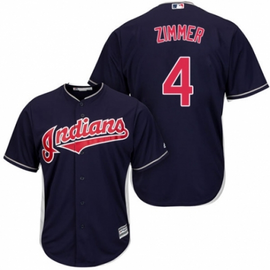 Youth Majestic Cleveland Indians 4 Bradley Zimmer Authentic Navy Blue Alternate 1 Cool Base MLB Jersey