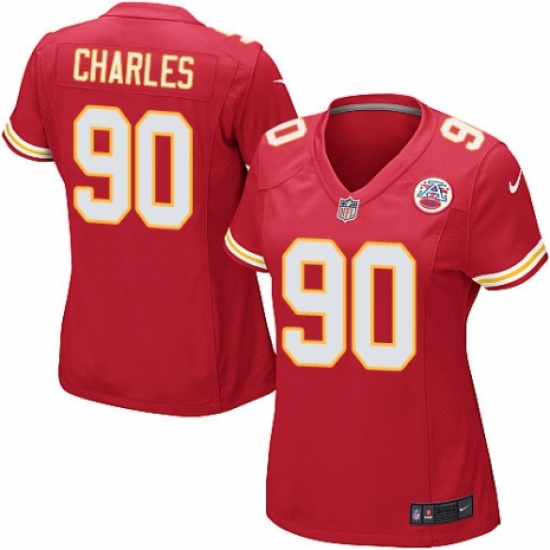 Women's Nike Kansas City Chiefs 90 Stefan Charles Game Red Team Color NFL Jersey