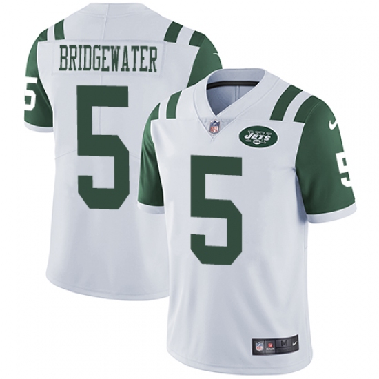 Youth Nike New York Jets 5 Teddy Bridgewater White Vapor Untouchable Limited Player NFL Jersey