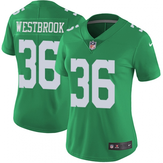 Women's Nike Philadelphia Eagles 36 Brian Westbrook Limited Green Rush Vapor Untouchable NFL Jersey
