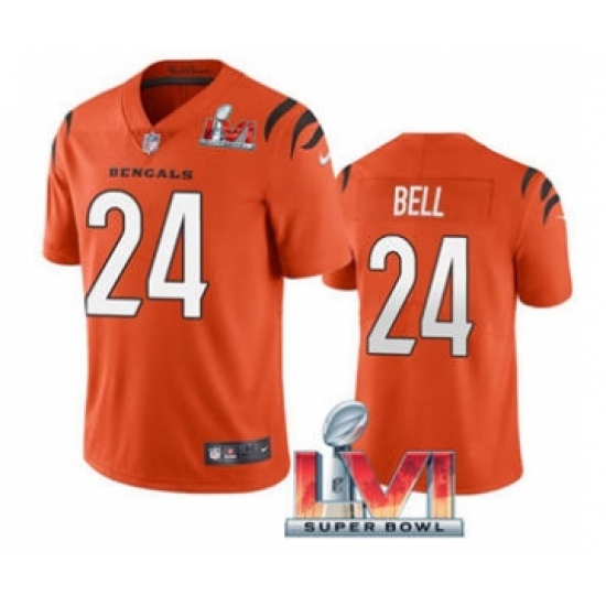Men's Cincinnati Bengals 24 Vonn Bell Orange 2022 Super Bowl LVI Vapor Limited Stitched Jersey