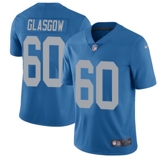 Men's Nike Detroit Lions 60 Graham Glasgow Limited Blue Alternate Vapor Untouchable NFL Jersey